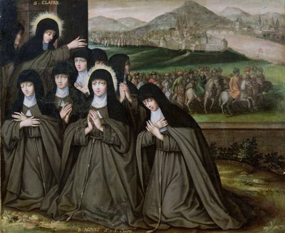 St. Claire with her Sister, Agnes and Nuns by French School